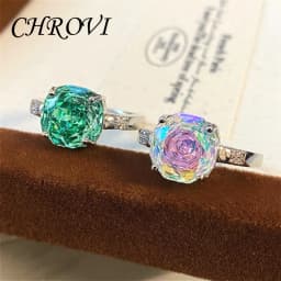High-grade 925 Sterling Silver Luxury Versatile Gorgeous Colorful Gemstone Gradient Ring for Women, Paraiba Ring