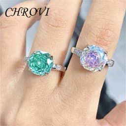 High-grade 925 Sterling Silver Luxury Versatile Gorgeous Colorful Gemstone Gradient Ring for Women, Paraiba Ring