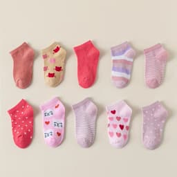 10 pairs with butterflies, love, rainbows, stripes, playful style, fit body shape, daily wear, girls socks.