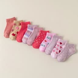 10 pairs with butterflies, love, rainbows, stripes, playful style, fit body shape, daily wear, girls socks.