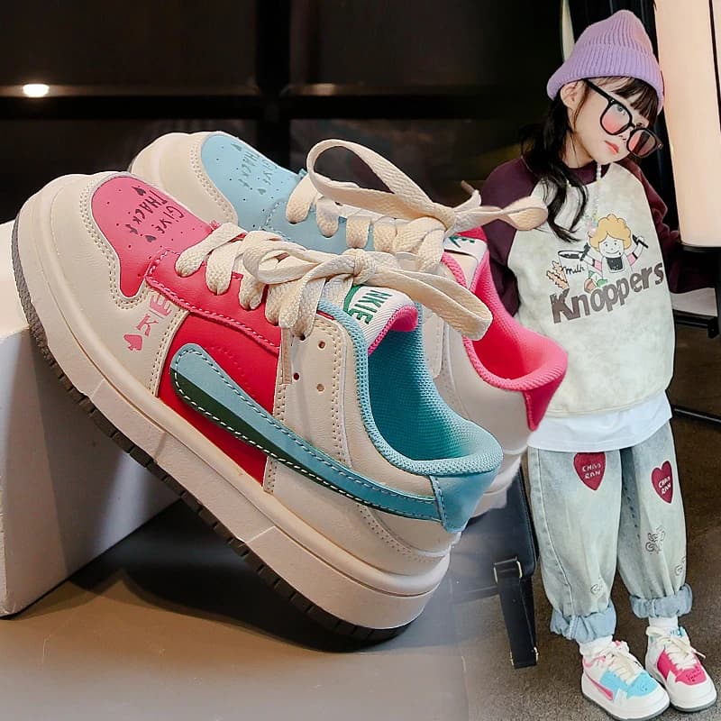 Children's Fashion Multicolor Sneakers Girls Boys All Seasons Non Slip Sport Casual Shoes Kids Outdoor Play Breathable Shoes
