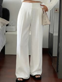 Women Loose Straight Leg Pants Minimalist White Casual Long Pants Slimming Cargo Pants With Stripe Design Standard Size Suitable