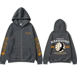 Anime Haikyuu PROPERTY OF KARASUNO VOLLEYBALL CLUB Merch Zipper Hoodie Men Women Cosplay Harajuku Oversized Zip Up Jacket Coat