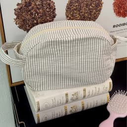 Simple fabric storage bag for travel and business trips, large-capacity toiletry bag, casual style patterned makeup bag, new mod