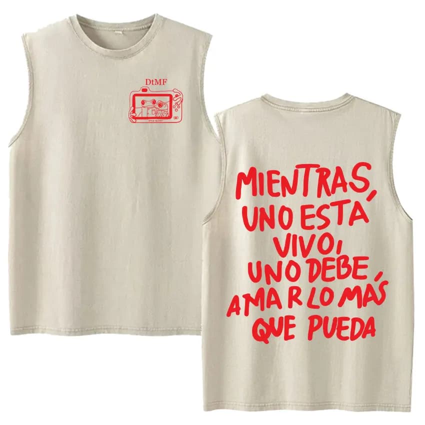 Vintage Washed Fashion Vest Bad Bunny Trendy Graphics Letters Print Mens Clothes Streetwear Harajuku Oversized Casual Tank Tops