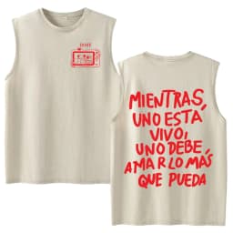 Vintage Washed Fashion Vest Bad Bunny Trendy Graphics Letters Print Mens Clothes Streetwear Harajuku Oversized Casual Tank Tops
