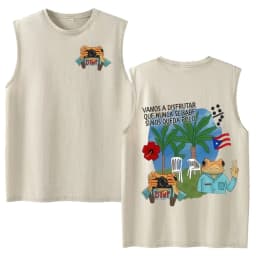 Vintage Washed Fashion Vest Bad Bunny Trendy Graphics Letters Print Mens Clothes Streetwear Harajuku Oversized Casual Tank Tops