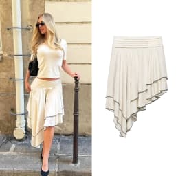 Women's Asymmetrical Ruffled High Waist Skirts Spring Summer Female Half A-line Skirts lady Fashion Casual Slim Long Skirt