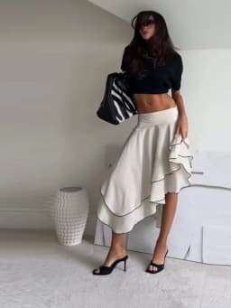 Women's Asymmetrical Ruffled High Waist Skirts Spring Summer Female Half A-line Skirts lady Fashion Casual Slim Long Skirt