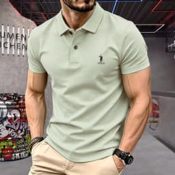 100% pure cotton high-end brand men's short sleeve polo shirt 2026summer luxury classic fashion golf top casual business T-shirt