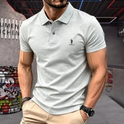 100% pure cotton high-end brand men's short sleeve polo shirt 2026summer luxury classic fashion golf top casual business T-shirt