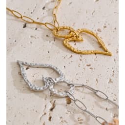 Yhpup Stainless Steel Hollow Heart Love Pendant Necklace 2026 Gold Color PVD Plated Charm Stylish Jewelry Textured Fashion Gift