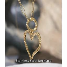 Yhpup Stainless Steel Hollow Heart Love Pendant Necklace 2026 Gold Color PVD Plated Charm Stylish Jewelry Textured Fashion Gift