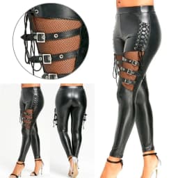 Patent Leather Women Skinny Pants High Waist Slim Nightclub DS Stage Performance Pants Party Clubwear Tight Leggings Streetwear