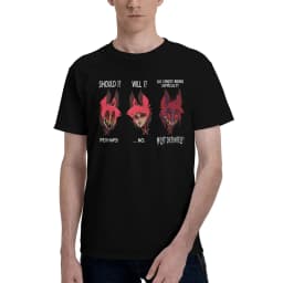 Alastor Should Will Do Men T Shirts Hazbin Hotel Humorous Tees Short Sleeve Crewneck 100% Cotton Classic Clothing T-Shirt
