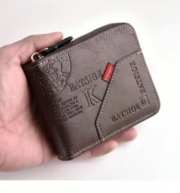 Men's PU Wax Oil Skin Wallet Short Male Card Holder Zipper Around Coin Purse Money Wallet