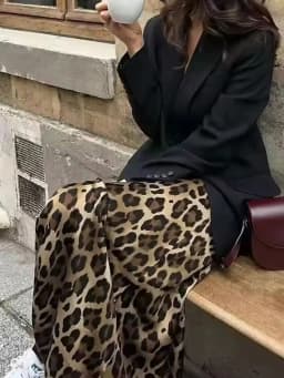 HH Women Summer 2026 Casual Loose Leopard Print Skirt Elegant Vintage Satin A-Line Flowy Long Skirt Party Beach Chic Skirts