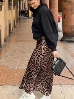 HH Women Summer 2026 Casual Loose Leopard Print Skirt Elegant Vintage Satin A-Line Flowy Long Skirt Party Beach Chic Skirts