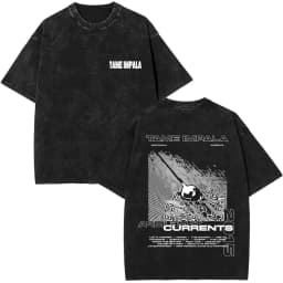 Pop Rock Band Tame Impala Currents Vintage Acid Washed T Shirt Men Women Casual Cotton Oversized Short Sleeve T-shirt Streetwear