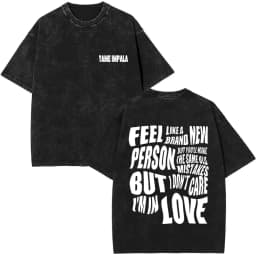 Pop Rock Band Tame Impala Currents Vintage Acid Washed T Shirt Men Women Casual Cotton Oversized Short Sleeve T-shirt Streetwear