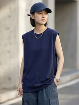 Solid Color Ribbed Cuff Women's Tank Top 2026 Summer Cotton O-Neck Sleeveless Vest Loose Casual Versatile Streetwear Camisole