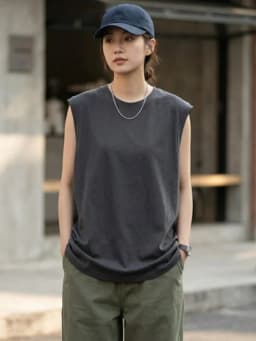 Solid Color Ribbed Cuff Women's Tank Top 2026 Summer Cotton O-Neck Sleeveless Vest Loose Casual Versatile Streetwear Camisole