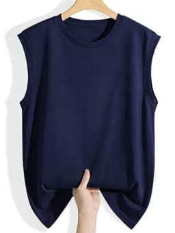 Solid Color Ribbed Cuff Women's Tank Top 2026 Summer Cotton O-Neck Sleeveless Vest Loose Casual Versatile Streetwear Camisole