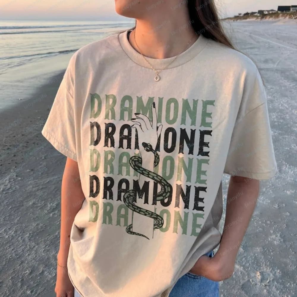 Dramione-Malfoy-Manor-Granger-T-Shirt-Bookish-Fan-Fic-Shirt-Magic-Wizard-School-HP-Merch-Manacled-Fan-Fiction-Snake-House-Green