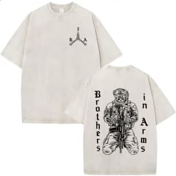 Washed Vintage Brothers in Arms ST Michael Protect Us T-shirt Forward Observations Group T-shirts Men Retro Oversized T Shirts