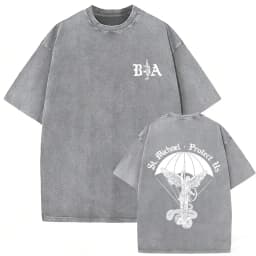 Washed Vintage Brothers in Arms ST Michael Protect Us T-shirt Forward Observations Group T-shirts Men Retro Oversized T Shirts