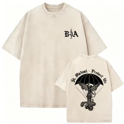 Washed Vintage Brothers in Arms ST Michael Protect Us T-shirt Forward Observations Group T-shirts Men Retro Oversized T Shirts