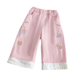 2026 New Spring Korean Style Girls Embroidered Straight Leg Pants Casual Daily Wear Long Trousers For Little Kids