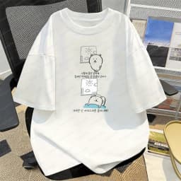Joke Bear Ninja Cotton T-Shirt Kawaii Japanese Comics Graphic Tee Vintage Classic Summer Harajuku Casual Clothes for Women Men
