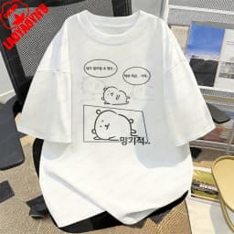 Joke Bear Ninja Cotton T-Shirt Kawaii Japanese Comics Graphic Tee Vintage Classic Summer Harajuku Casual Clothes for Women Men