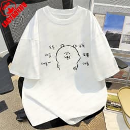Joke Bear Ninja Cotton T-Shirt Kawaii Japanese Comics Graphic Tee Vintage Classic Summer Harajuku Casual Clothes for Women Men