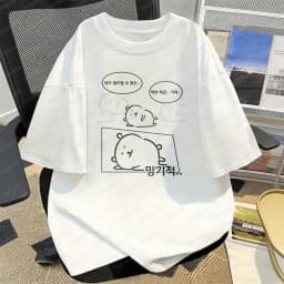 Joke Bear Ninja Cotton T-Shirt Kawaii Japanese Comics Graphic Tee Vintage Classic Summer Harajuku Casual Clothes for Women Men