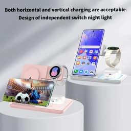 3 In 1 Foldable Wireless Charger Stand LED Fast Charging Station for Samsung S24 S23 Galaxy Watch 2-8 Active Buds Pro