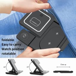 3 In 1 Foldable Wireless Charger Stand LED Fast Charging Station for Samsung S24 S23 Galaxy Watch 2-8 Active Buds Pro