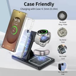 3 In 1 Foldable Wireless Charger Stand LED Fast Charging Station for Samsung S24 S23 Galaxy Watch 2-8 Active Buds Pro