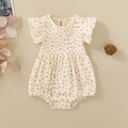 Summer Girl Baby Cherry Print White Short Sleeve Triangle Romper and Headscarf Two-piece Set