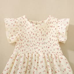 Summer Girl Baby Cherry Print White Short Sleeve Triangle Romper and Headscarf Two-piece Set