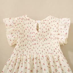 Summer Girl Baby Cherry Print White Short Sleeve Triangle Romper and Headscarf Two-piece Set