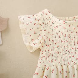 Summer Girl Baby Cherry Print White Short Sleeve Triangle Romper and Headscarf Two-piece Set