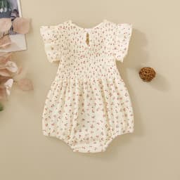 Summer Girl Baby Cherry Print White Short Sleeve Triangle Romper and Headscarf Two-piece Set
