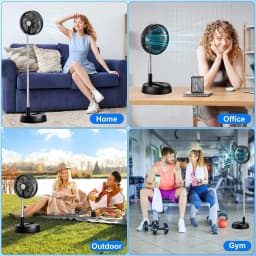 Home Bedroom Outdoor Camping Foldable Vertical Desktop Electric Fan Remote Control Silent Timed Left Right Rotation Black Fan