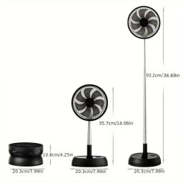 Home Bedroom Outdoor Camping Foldable Vertical Desktop Electric Fan Remote Control Silent Timed Left Right Rotation Black Fan