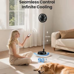 Home Bedroom Outdoor Camping Foldable Vertical Desktop Electric Fan Remote Control Silent Timed Left Right Rotation Black Fan