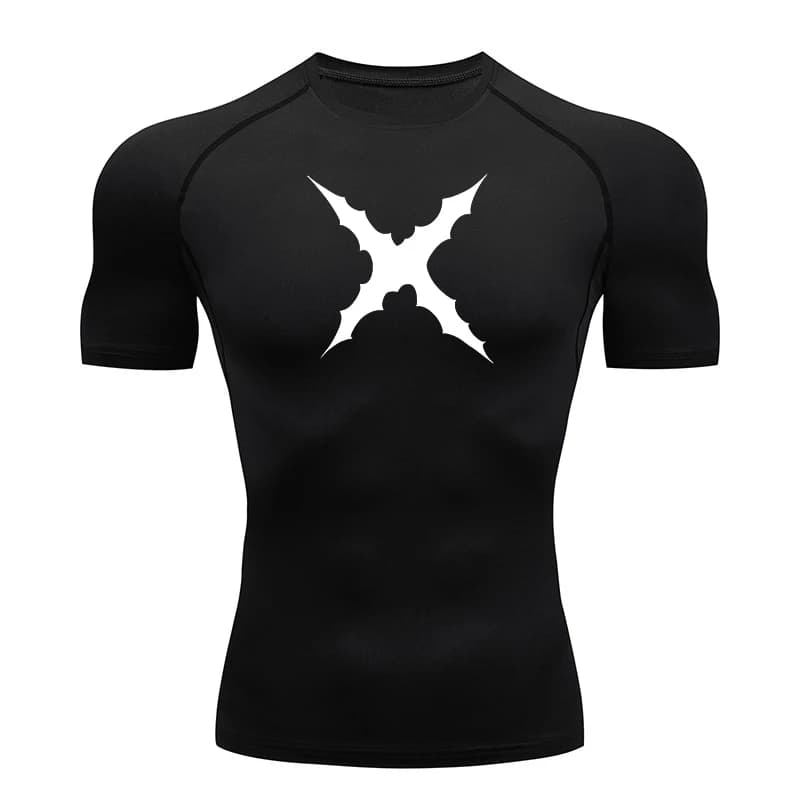 Bandai One Piece Luffy Scar Print Compression T-shirt Men Anime Fitness Gym Quick Dry Sportswear Breathable Streetwear Top