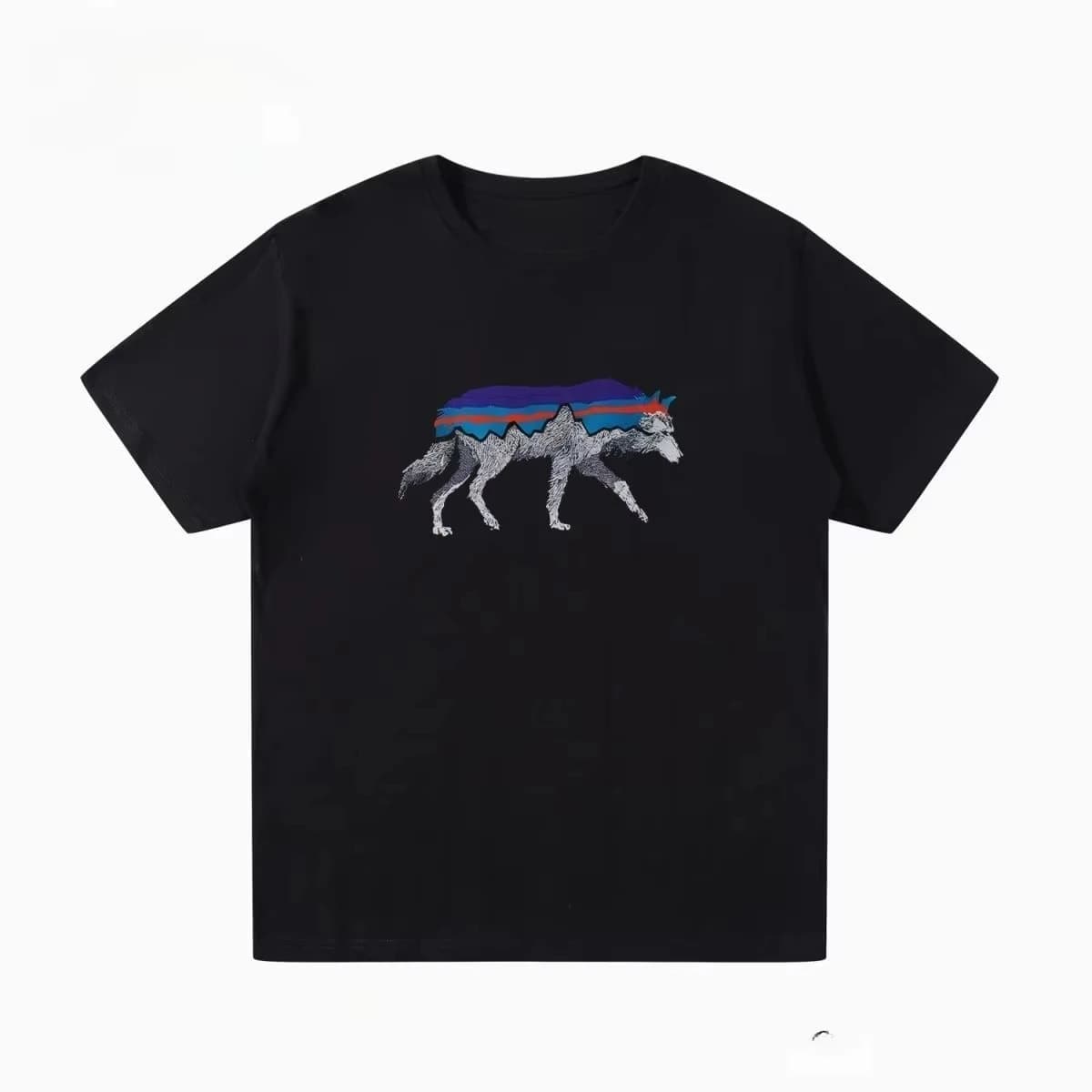 Pat Outdoor Men's and Women's Summer Wolf Print Pure Cotton Short-sleeved T-shirts Are Simple and Fashionable