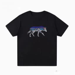 Pat Outdoor Men's and Women's Summer Wolf Print Pure Cotton Short-sleeved T-shirts Are Simple and Fashionable